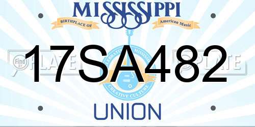 17SA482 Mississippi License Plate
