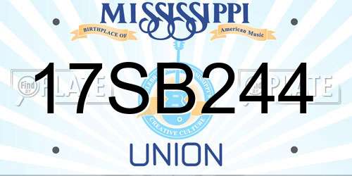 17SB244 Mississippi License Plate