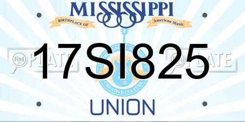 17SI825 Mississippi License Plate