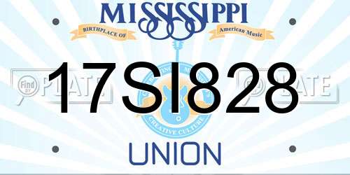 17SI828 Mississippi License Plate