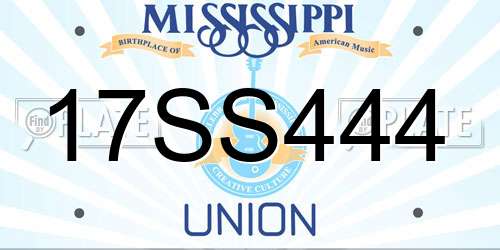 17SS444 Mississippi License Plate