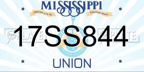 17SS844 Mississippi License Plate