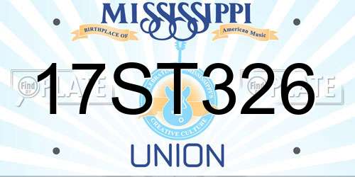 17ST326 Mississippi License Plate