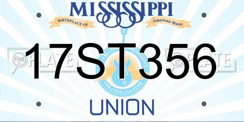 17ST356 Mississippi License Plate
