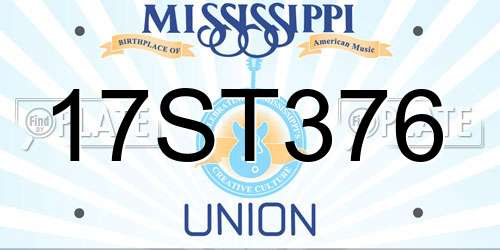17ST376 Mississippi License Plate