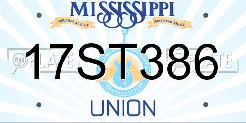 17ST386 Mississippi License Plate