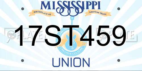 17ST459 Mississippi License Plate