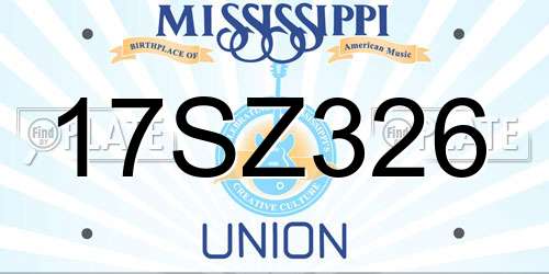 17SZ326 Mississippi License Plate