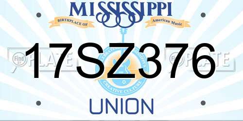 17SZ376 Mississippi License Plate