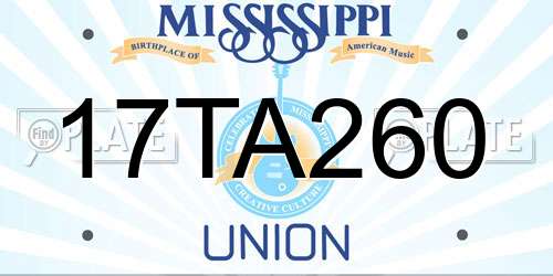 17TA260 Mississippi License Plate