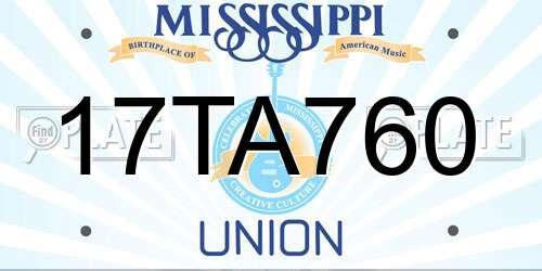 17TA760 Mississippi License Plate