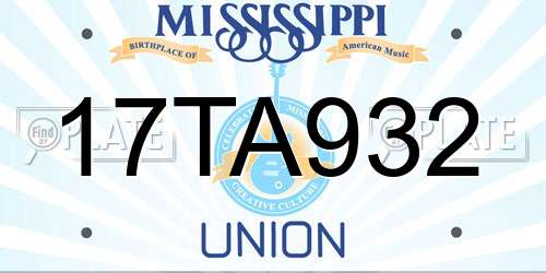 17TA932 Mississippi License Plate