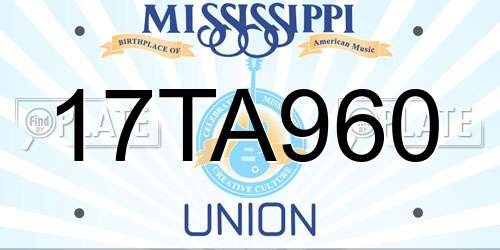 17TA960 Mississippi License Plate