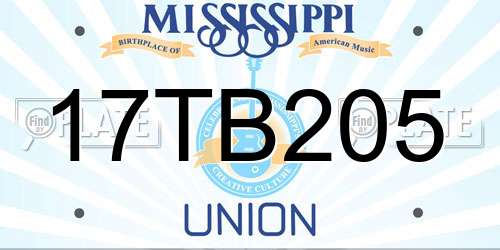 17TB205 Mississippi License Plate