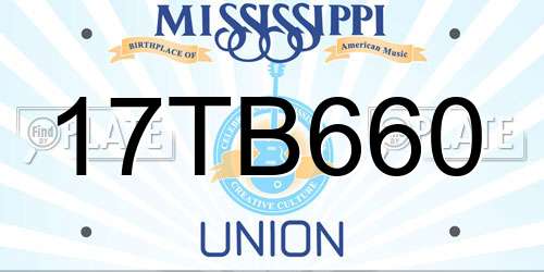 17TB660 Mississippi License Plate