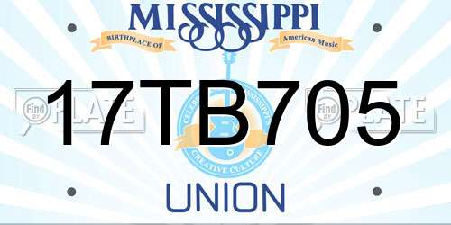 17TB705 Mississippi License Plate