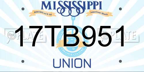 17TB951 Mississippi License Plate