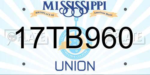 17TB960 Mississippi License Plate