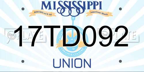 17TD092 Mississippi License Plate