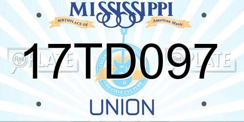 17TD097 Mississippi License Plate