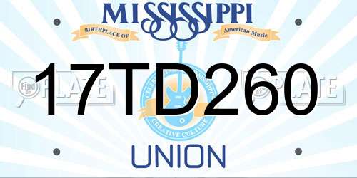 17TD260 Mississippi License Plate