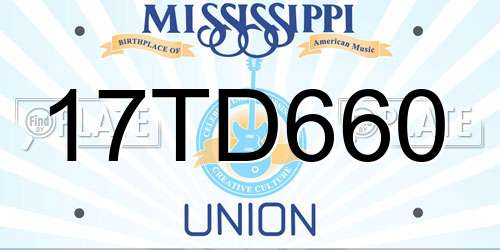 17TD660 Mississippi License Plate
