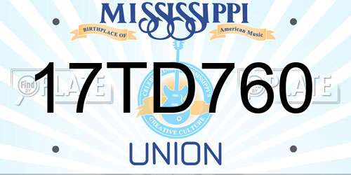 17TD760 Mississippi License Plate