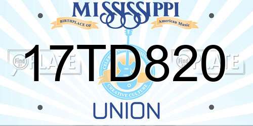17TD820 Mississippi License Plate