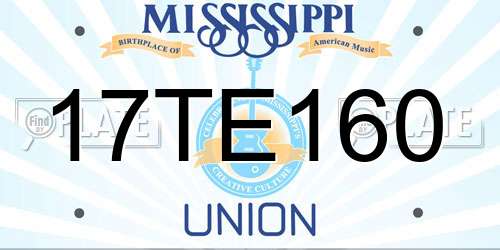 17TE160 Mississippi License Plate