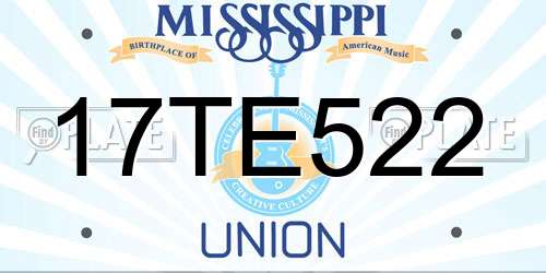 17TE522 Mississippi License Plate
