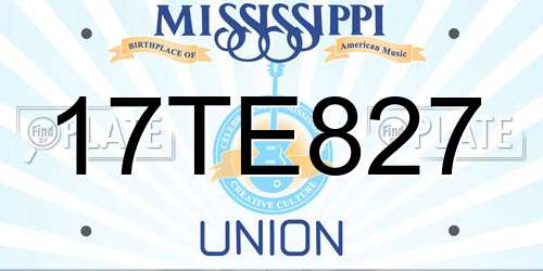 17TE827 Mississippi License Plate