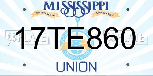 17TE860 Mississippi License Plate