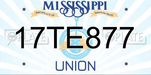 17TE877 Mississippi License Plate
