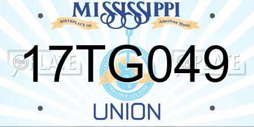 17TG049 Mississippi License Plate