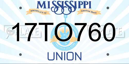 17TO760 Mississippi License Plate
