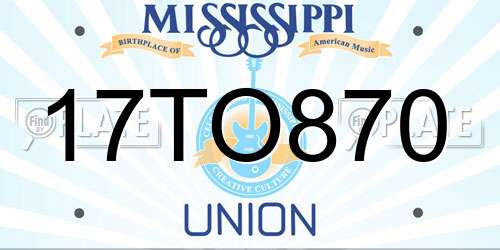 17TO870 Mississippi License Plate