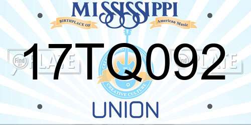 17TQ092 Mississippi License Plate