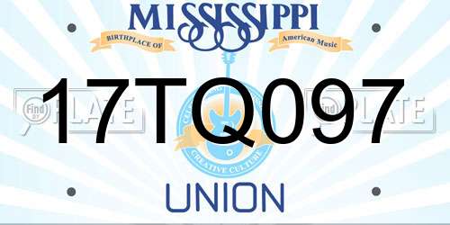 17TQ097 Mississippi License Plate
