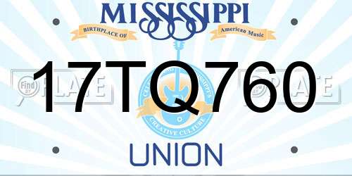 17TQ760 Mississippi License Plate