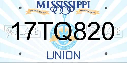 17TQ820 Mississippi License Plate