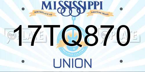 17TQ870 Mississippi License Plate