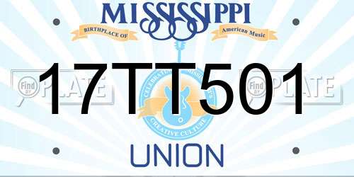 17TT501 Mississippi License Plate