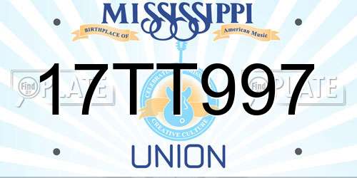 17TT997 Mississippi License Plate