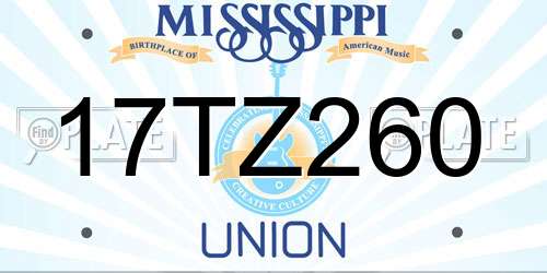 17TZ260 Mississippi License Plate