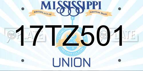 17TZ501 Mississippi License Plate