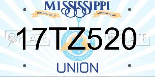 17TZ520 Mississippi License Plate
