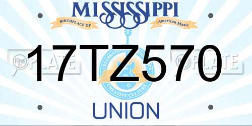 17TZ570 Mississippi License Plate