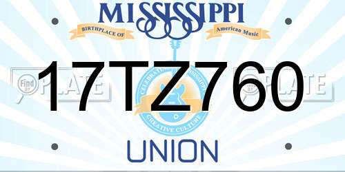 17TZ760 Mississippi License Plate