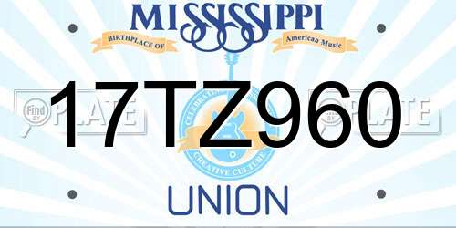 17TZ960 Mississippi License Plate