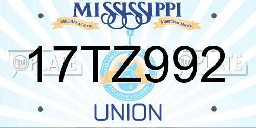 17TZ992 Mississippi License Plate